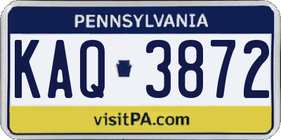 PA license plate KAQ3872
