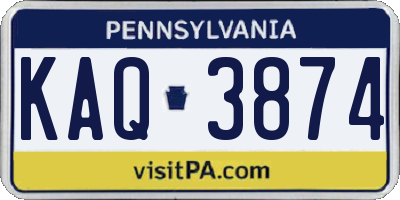 PA license plate KAQ3874