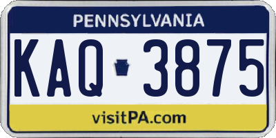 PA license plate KAQ3875