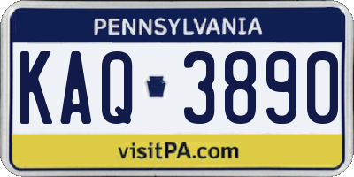 PA license plate KAQ3890