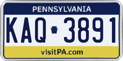 PA license plate KAQ3891