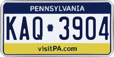 PA license plate KAQ3904