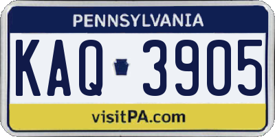 PA license plate KAQ3905