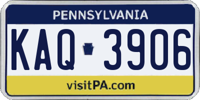 PA license plate KAQ3906