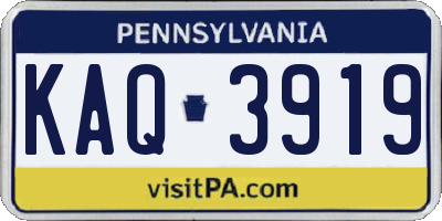 PA license plate KAQ3919