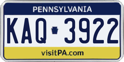 PA license plate KAQ3922