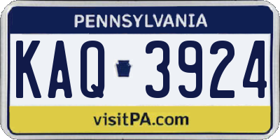 PA license plate KAQ3924
