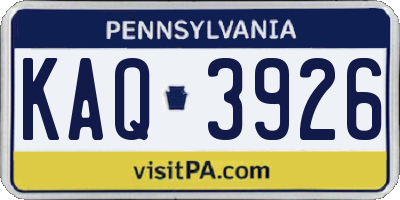 PA license plate KAQ3926