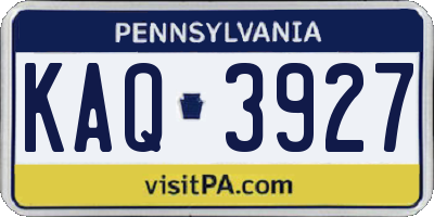PA license plate KAQ3927