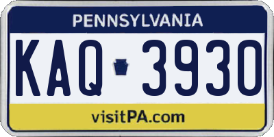 PA license plate KAQ3930