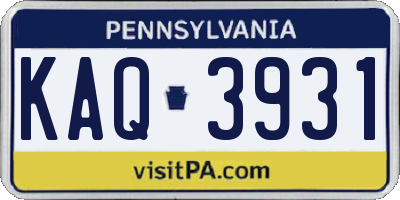PA license plate KAQ3931
