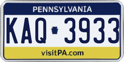 PA license plate KAQ3933