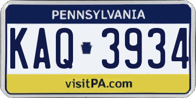 PA license plate KAQ3934