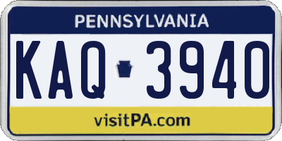 PA license plate KAQ3940