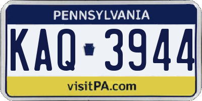 PA license plate KAQ3944