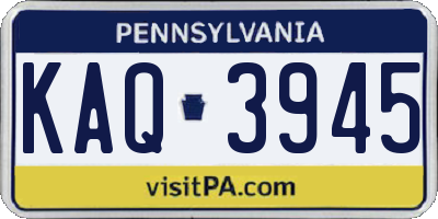 PA license plate KAQ3945