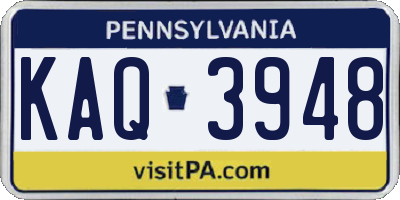 PA license plate KAQ3948