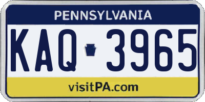 PA license plate KAQ3965