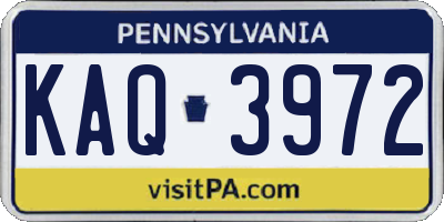 PA license plate KAQ3972