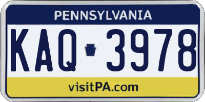 PA license plate KAQ3978