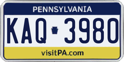 PA license plate KAQ3980