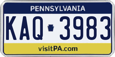 PA license plate KAQ3983
