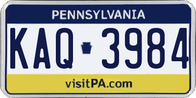 PA license plate KAQ3984