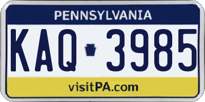 PA license plate KAQ3985