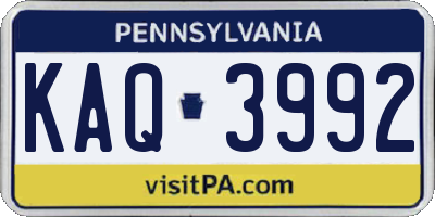 PA license plate KAQ3992