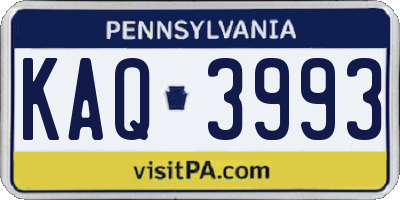 PA license plate KAQ3993