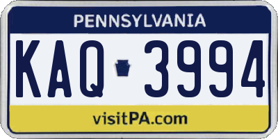 PA license plate KAQ3994