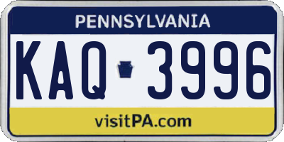 PA license plate KAQ3996