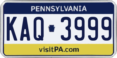 PA license plate KAQ3999