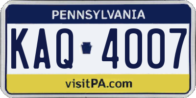 PA license plate KAQ4007