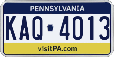 PA license plate KAQ4013