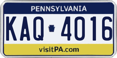 PA license plate KAQ4016