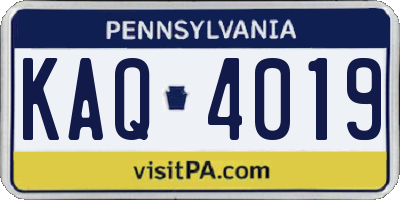 PA license plate KAQ4019