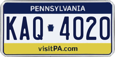 PA license plate KAQ4020