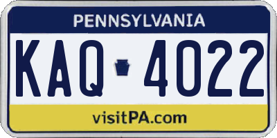 PA license plate KAQ4022