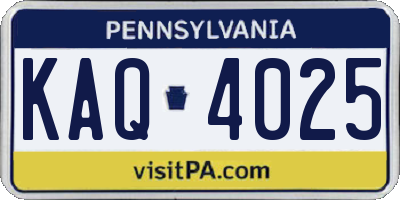 PA license plate KAQ4025