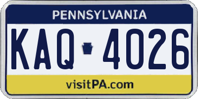 PA license plate KAQ4026