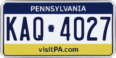 PA license plate KAQ4027
