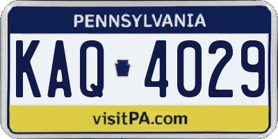 PA license plate KAQ4029