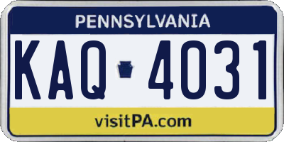 PA license plate KAQ4031