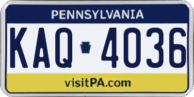 PA license plate KAQ4036