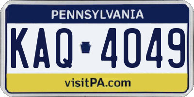 PA license plate KAQ4049
