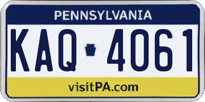 PA license plate KAQ4061