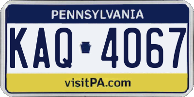 PA license plate KAQ4067