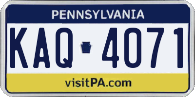 PA license plate KAQ4071