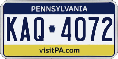 PA license plate KAQ4072